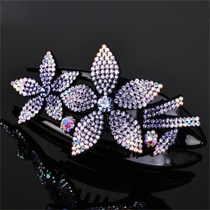 Rhinestone Double Flower Hair Clip