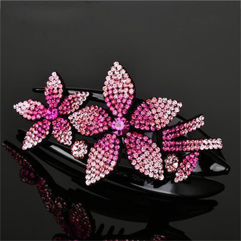 Rhinestone Double Flower Hair Clip